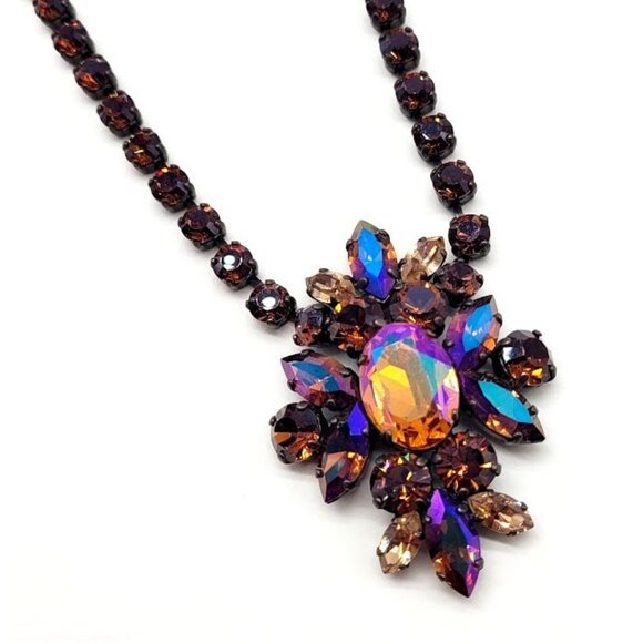 Gorgeous Isabelle De Millery Lyon France Crystal Rhinestone Statement Necklace - Picture 3 of 14